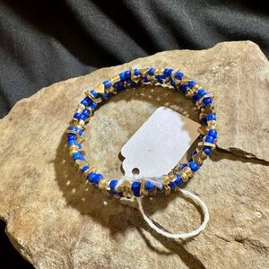 Blue and Gold Beaded Bracelet